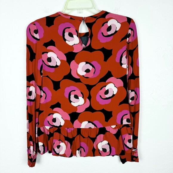 Kate Spade Deco Rose Peplum Top in Orient Red Size 2 Office Preppy Cocktail - Picture 9 of 12